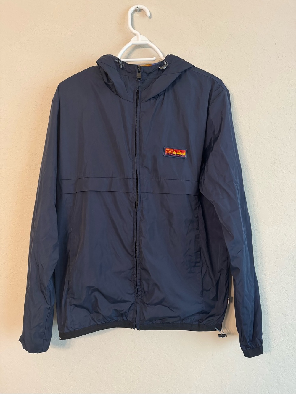 Scotch & Soda Blue Hooded Windbreaker Zip Up Jacket